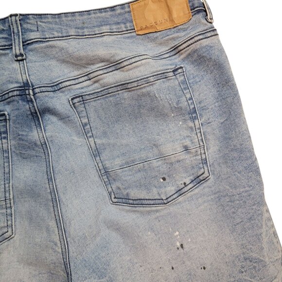 PacSun Men's Stacked Skinny Distressed Paint Splatter Jeans 36x32 Preowned Good - Picture 5 of 9